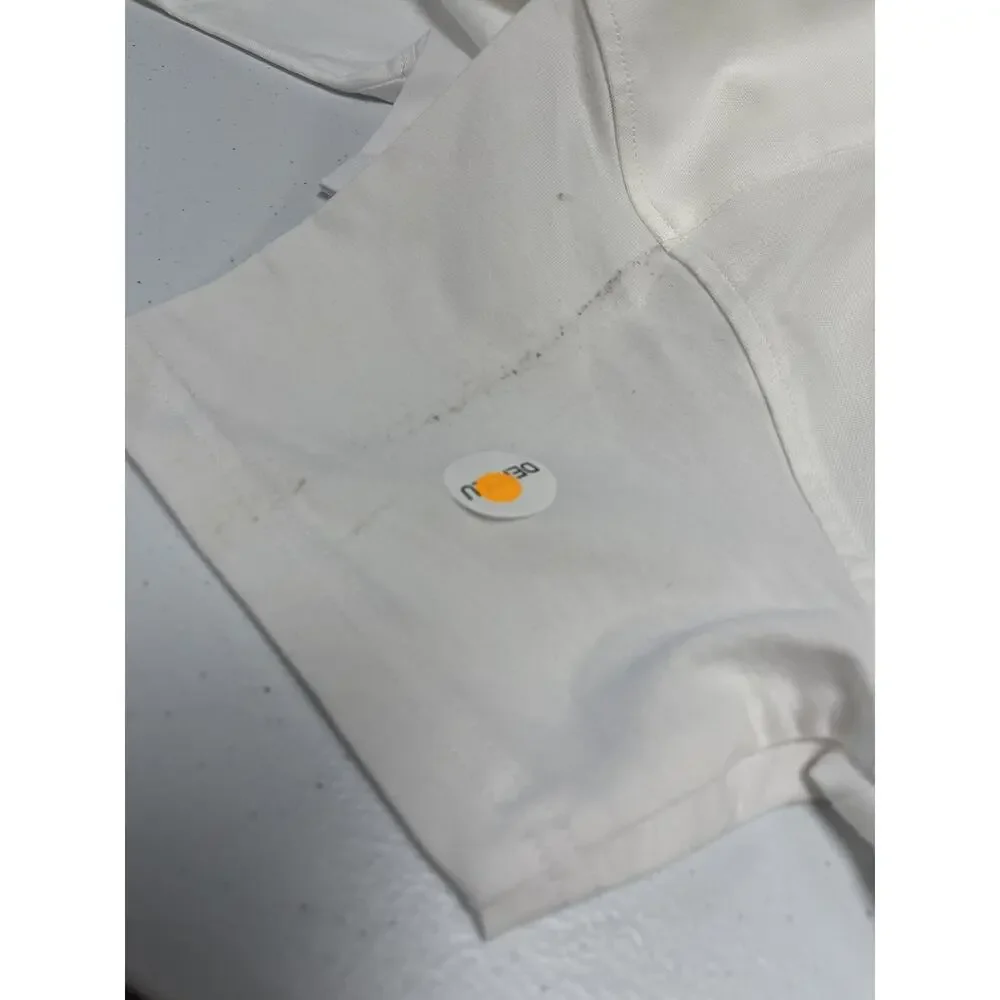 SikSilk Shirt Mens Medium Button Up Solid White Sik Silk Short Sleeve Cotton N38